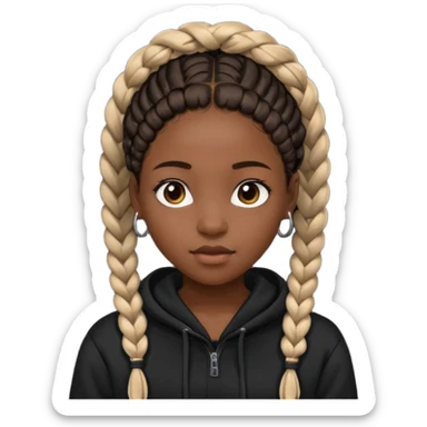 black girl with braids in a black hoodie sticker