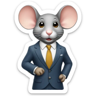 a mouse in a business suit sticker