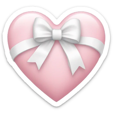 light pink heart with white bow sticker