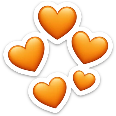big Orange heart with two small heart sticker