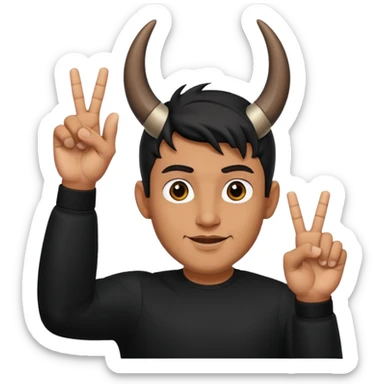 Un uomo vestito in nero che fa il gesto delle corna  sticker