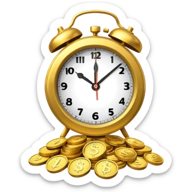 A clock ⏰ combined with coins 💰, symbolizing saving over time for retirement. sticker