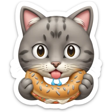 Ağlayan üzgün simit yiyen kedi sticker
