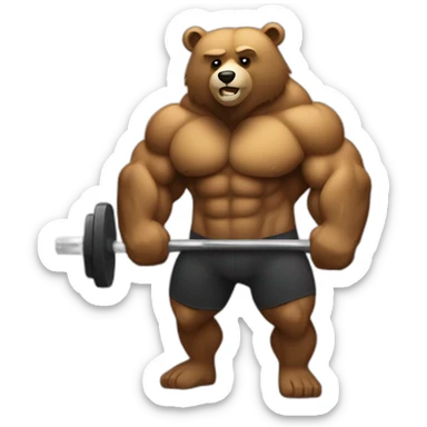 Very buff Bear weights lifting gym dumbell  sticker