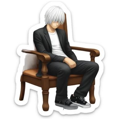 L Lawliet death note squat on chair sticker
