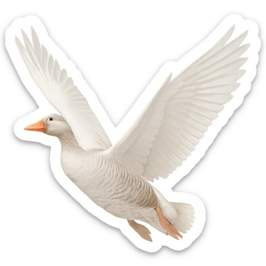 Make the goose very white, keeping its wings open, with a transparent background. Maintain the original style and details of the goose while enhancing the whiteness of its feathers. sticker