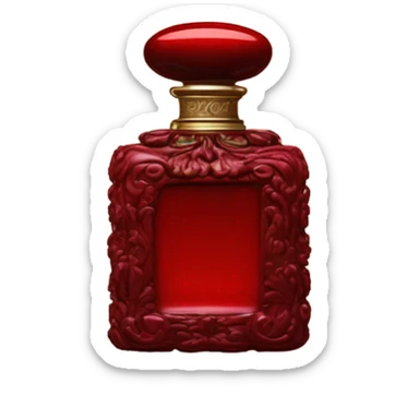 Dark red vintage French style perfume bottle with red asters sticker