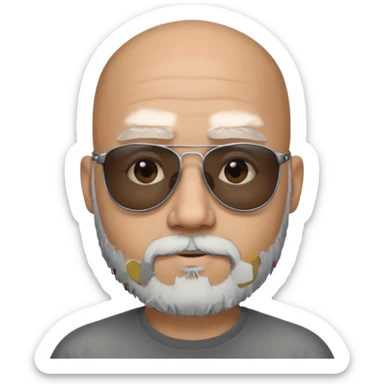 Bald male, black sunglasses, gray goatee beard, realistic portrait sticker