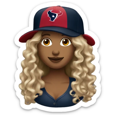 HOUSTON TEXANS baseball hat woman with long curly hair  sticker