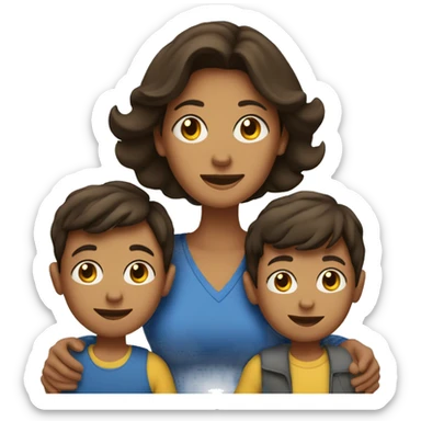 Brunette mom with two sons sticker
