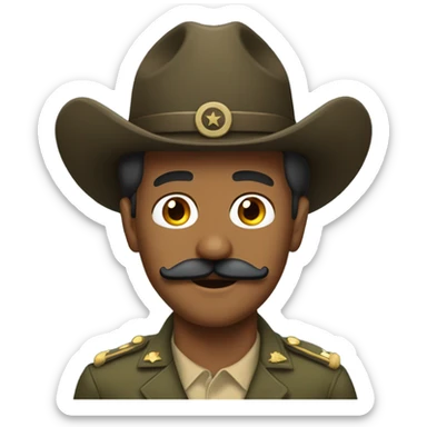 Brown man with a mustache in a army cavalry Stetson  sticker
