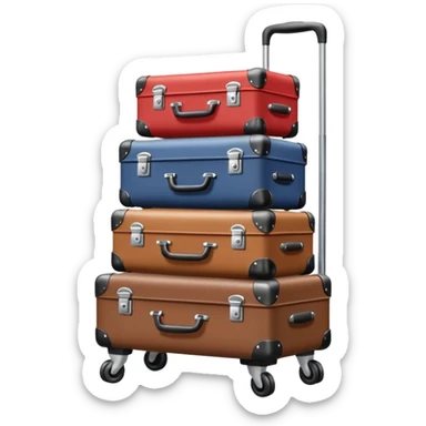 luggage on a baggage cart and the laggage color is diffrent  sticker