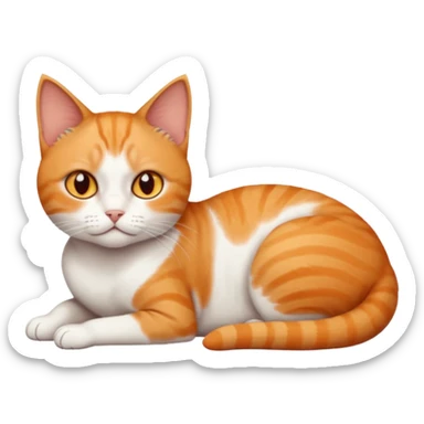 full body frowning tiny short hair ginger and white cat with orange eyes lying down sticker