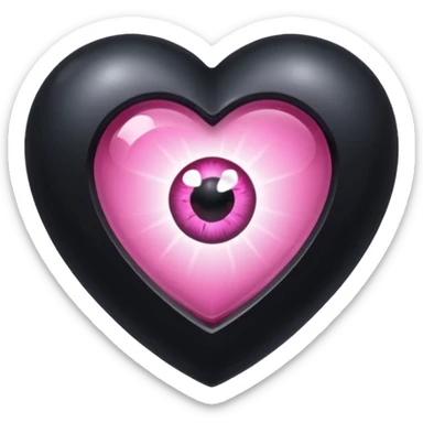 A black heart Gem with a pink eye in the center sticker