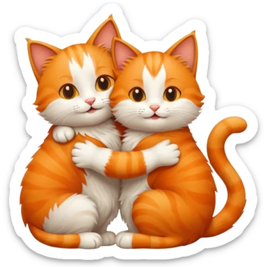 two happy cats hugging sticker