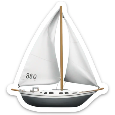 One sail Sailing boat with number on sail 209081, with grey hull sticker