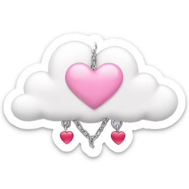 white cloud with  pink heart hanging  3 chains hanging with sticker