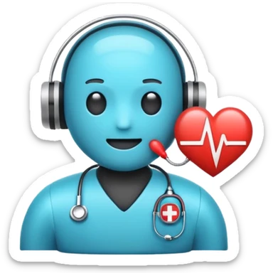 Medical chatbot logo emoji, speech bubble + heartbeat, minimal, friendly, professional sticker