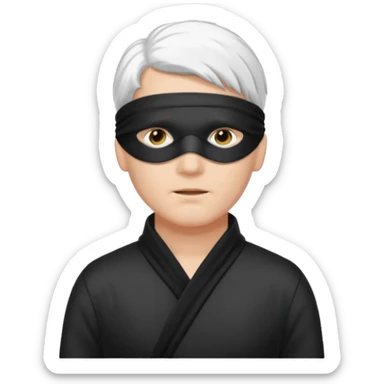 A guy with standing white hair and a black blindfold without eyeholes sticker