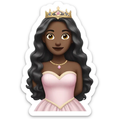 Princess- pale skin- Long dark hair-  light pink dress sticker
