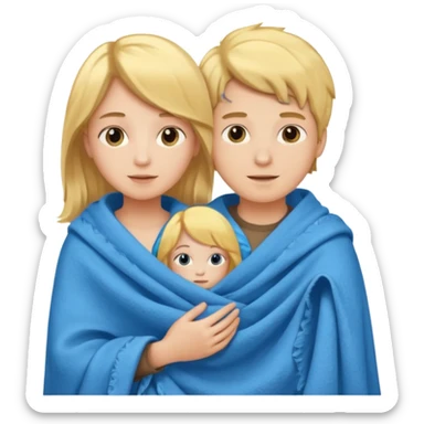 Boy and girl carrying blanket sticker
