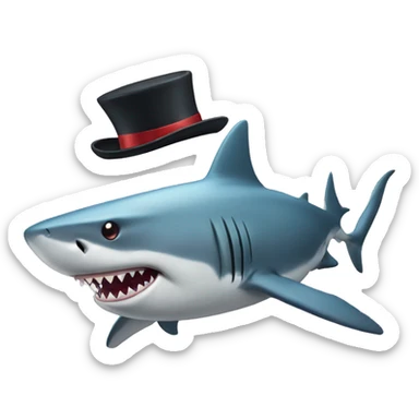 Shark with a top hat sticker