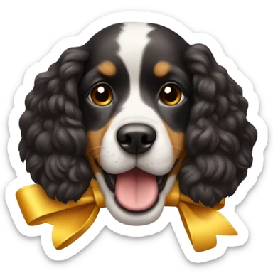 Dog with a bow on its ear  sticker