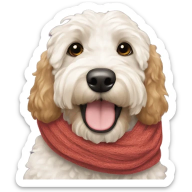 parti Goldendoodle-in-the-scarf sticker