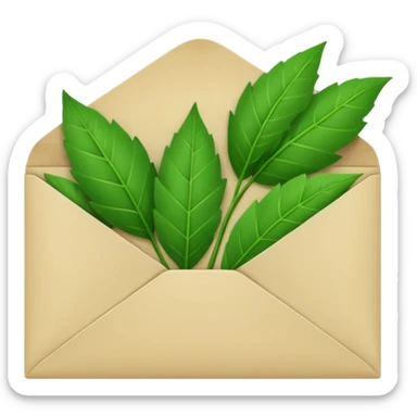 an envelope green with leaves inside sticker