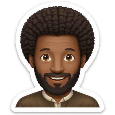 afro longue barbe tete chauve yeu marron sourire sticker