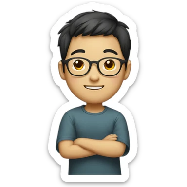 Chinese boy with glasses sticker