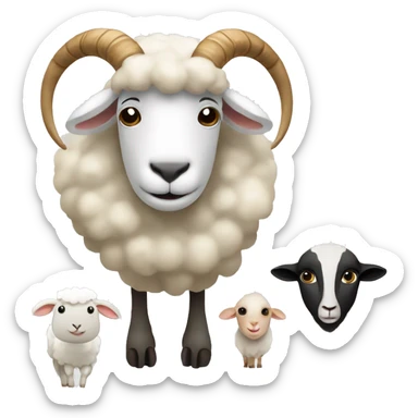 Sheep, ram and goat are facing forward sticker