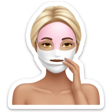 Lady with pastel pink face mask spa beauty full face relaxing sticker