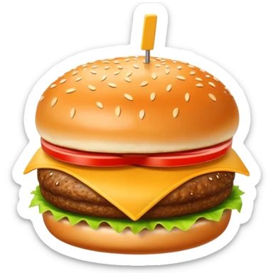 Un hamburger enorme con patatine accanto sticker