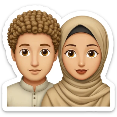 a curly head husband and the bengali hijabi wife  sticker