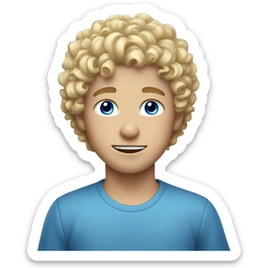 Blonde curly haired boy with blue eyes sticker