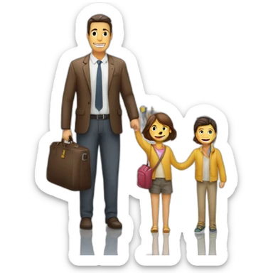 Hombre con su familia en el aeropuerto sticker