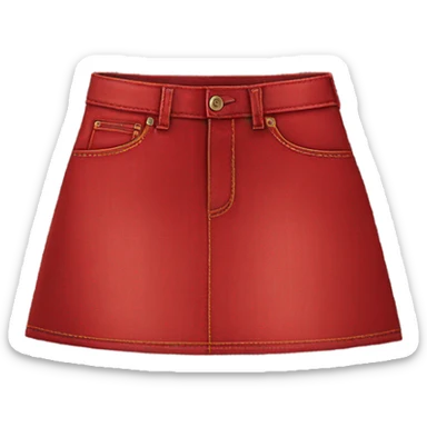 Realistic A-line high waisted red denim mini skirt, isolated sticker