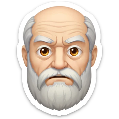old angry man in profile view with a long beard sticker