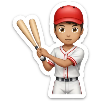Japanese high school boy in gym uniform playing baseball sticker