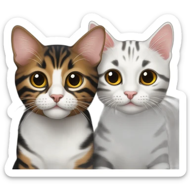 two-cats-bengal-and-cat-black-kitten-together sticker