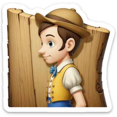 Pinocchio with his butt cheeks spread bent over looking back at you sticker