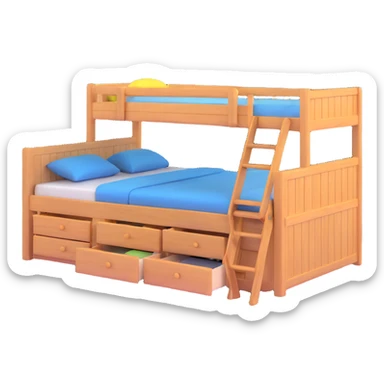 cozy wood cabin bed with storage sticker