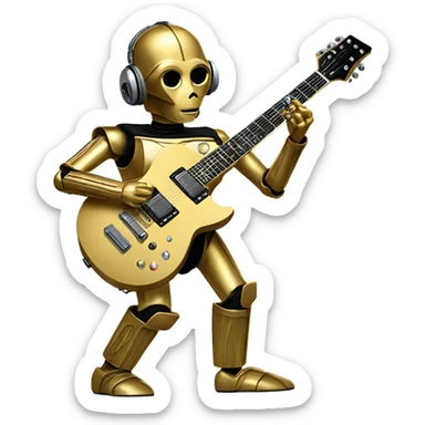 c3p0 playing electric guitar sticker