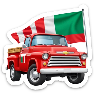 red chevy truck with the name “uncle frank” on it and with an italian flag sticker