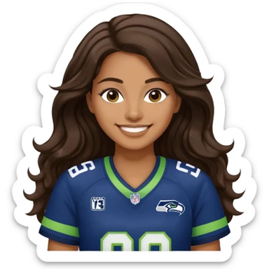 Long wavy Dark brown hair seahawks fan female sticker