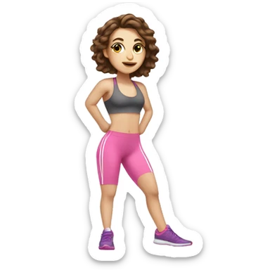 Pale girl brown hair work out at gym pink sticker