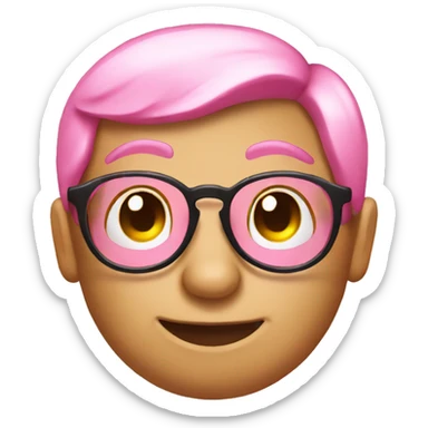 Pink nerd round emoji smiley with glasses  sticker