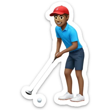 summer olympics brunette boy golfing sticker