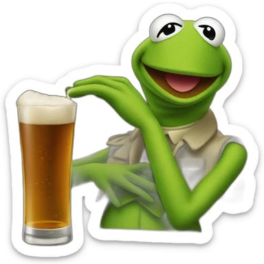 Kermit with wiskey sticker